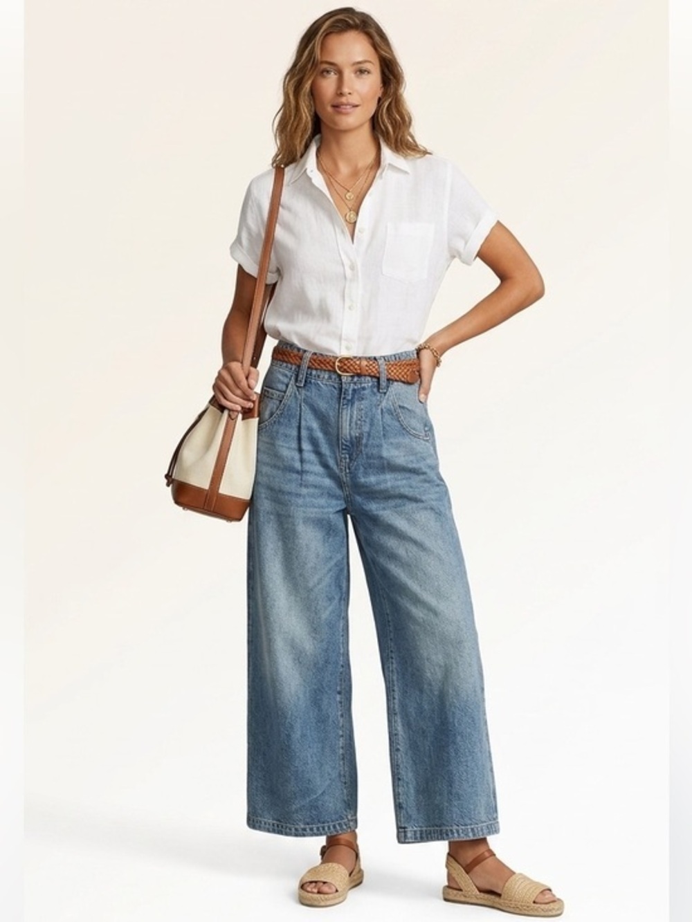 Sissy Blue Wide Leg High Rise Cropped Jeans Size 25